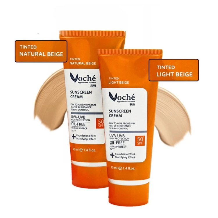 کرم ضد آفتاب رنگی وچه SPF50 مناسب پوست چرب حجم 40 میلی لیتر بژ روشن