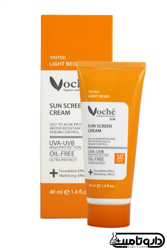 کرم ضد آفتاب رنگی وچه SPF50 مناسب پوست چرب حجم 40 میلی لیتر بژ روشن