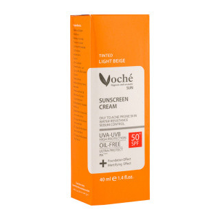 کرم ضد آفتاب رنگی وچه SPF50 مناسب پوست چرب حجم 40 میلی لیتر بژ روشن